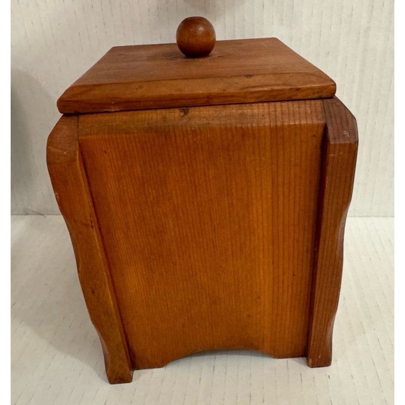 Vintage mushroom handmade merry wooden carved box containers tea sugar with lids - Picture 4 of 10